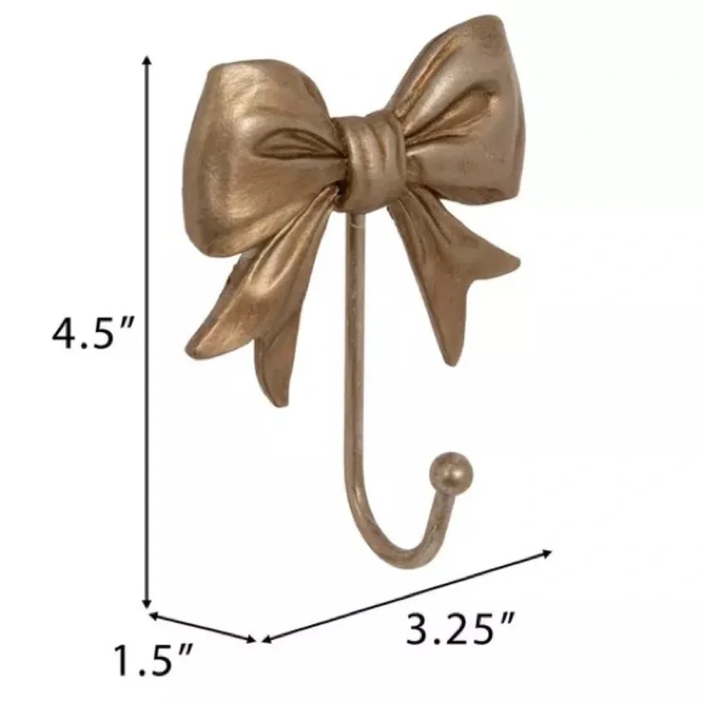 🆕Bundle Of 2 Gold Bow Wall Hooks, Large And Small